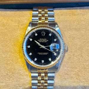 Rolex Datejust 36 G/S 16233 Black Diamond Fullset Nyservad!