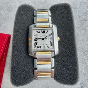 Cartier Tank Française Large G/S Automatic Nyservad Svensksåld med Certifikat!