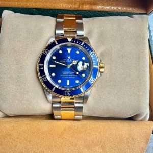 Rolex Submariner Date G/S 16613 40 Blå Fullset Svensksåld Toppskick!