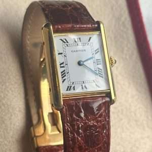 Cartier Tank Louis Large 1140 18k Guld Original Viklås i 18k & Cartier-läder