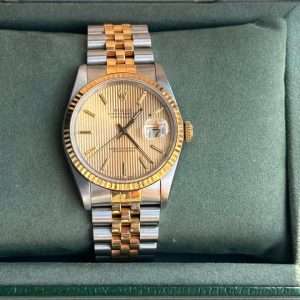 Rolex Datejust 36 G/S 16233 Champagne Tapestry Dial Fullset!